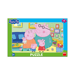 Puzzle 15 Peppa Pig v obývacím pokoji deskové