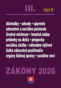 Zákony III B 2026 Sociálne zabezpečenie a príspevky