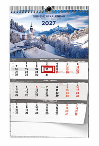 Tříměsíční kalendář 2027 Obrázkový - nástěnný kalendář