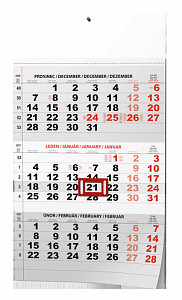 Tříměsíční kalendář černý 2027 - nástěnný kalendář