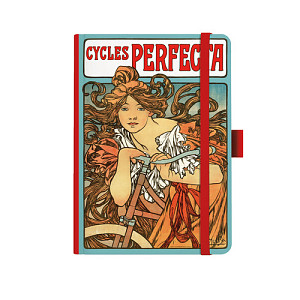 Notes A5 Premium Alfons Mucha 2027 tečky červený