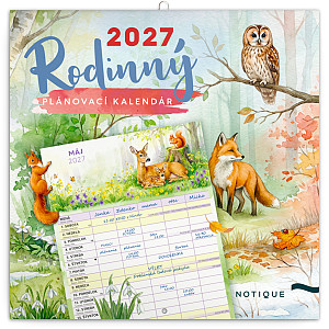Rodinný plánovací kalendár Zvieratká 2027 - nástenný kalendár