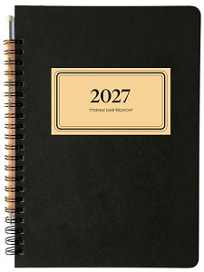 Diář 2027 týdenní s tužkou RETRO, řádkový, černý