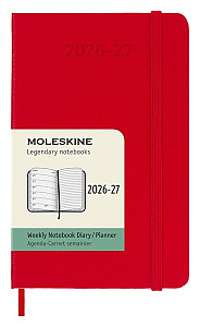 18měsíční diář Moleskine 2026-27 - tvrdé desky, S, týdenní, červený