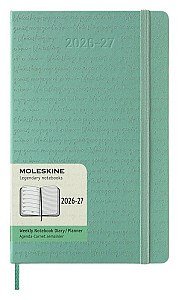 18měsíční diář Moleskine Colored Patterned 2026-27 - tvrdé desky, L, týdenní, světle zelený