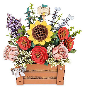 3D Dřevěná skládačka: Truhlík s květinami