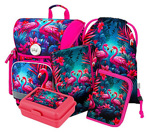 5 SET Ergo Plameňáci: aktovka, penál, sáček, desky, box