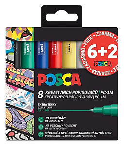 6+2 Sada popisovačů Posca PC-1M - 8 ks