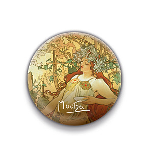 Magnet Alfons Mucha – Podzim, kulatý, 5 cm