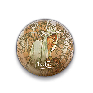 Magnet Alfons Mucha – Zima, kulatý, 5 cm