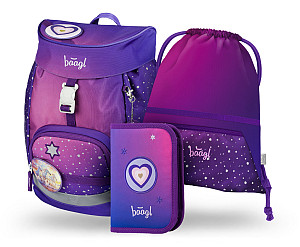 BAAGL SET 3 AIRY Koně srdce: batoh, penál, sáček