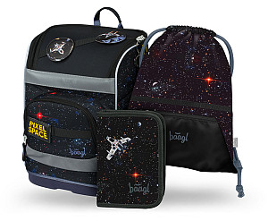BAAGL SET 3 Zippy plus Pixel Space: aktovka, penál, sáček