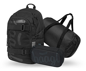 BAAGL SET 3 Skate Uni černá: batoh, penál, sportovní taška