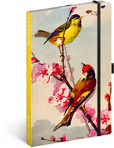 NOTIQUE Notes Ptáčci – sakura Kateřiny Winterové, linkovaný, 13 x 21 cm