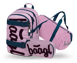 BAAGL SET 3 Skate Rose: batoh, penál, sportovní taška GRS