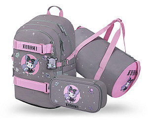 BAAGL SET 3 Skate Kuromi Grey: batoh, penál, sportovní taška GRS