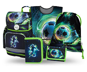 BAAGL SET 5 Ergo Fotbal Hráč: aktovka, penál, sáček, zástěra, peněženka