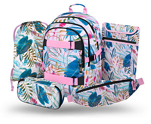 BAAGL SET 5 Skate Leafs: batoh, penál, sáček, ledvinka, obal na notebook