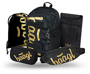 BAAGL SET 5 Skate Gold: batoh, penál, sáček, ledvinka, obal na notebook