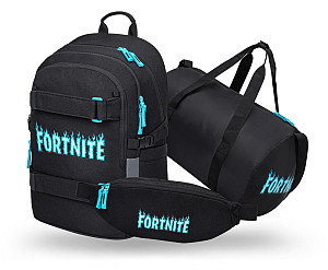 BAAGL SET 3 Skate Fortnite Blue: batoh, sportovní taška, ledvinka GRS