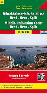AK 0705 Pobřeží střední Dalmácie, Brač, Hvar, Split 1:100 000 (Chorvatsko List 3) /automapa + rekreační mapa