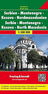 AK 7003 Srbsko, Černá Hora, Makedonie 1:500 000 / automapa + mapa pro volný čas