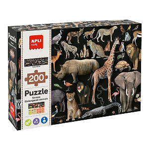 APLI edukativní puzzle – Ohrožená zvířata v savaně, 200 ks