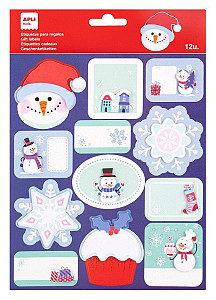 APLI vánoční jmenovky - sněhulák a vločky