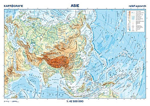 Asie - reliéf a povrch 1:42 500 000 nástěnná mapa