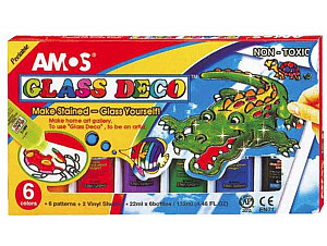 Barvy na sklo sada 6 x 22 ml + šablony a fólie