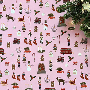 Be Nice EKO Balicí papír vánoční - Anglická pohádka (růžový) 5 ks