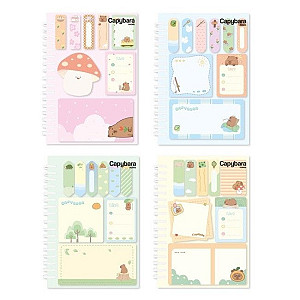 Bloček samolepicí capybara se spirálou set - mix motivů