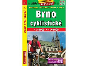 Brno cyklistické 1:18T/1:40T podrobná cyklomapa města a okolí