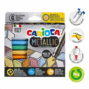 Carioca fixy Metallic, maxi hrot - 6 ks