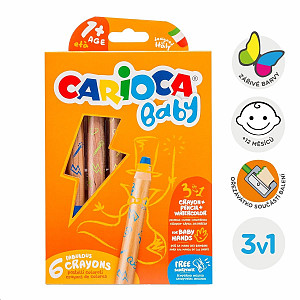Carioca multifunkční voskovky 3v1 Baby - 6 ks
