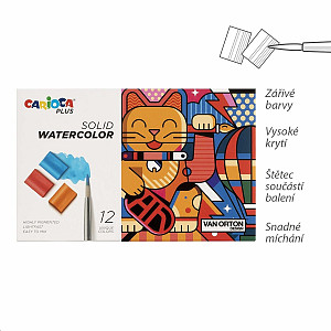 Carioca PLUS akvarelové barvy Solid - 12 ks