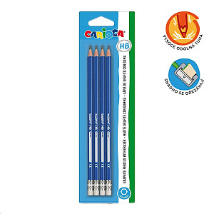 Carioca šestihanná tužka HB s pryží - 4 ks