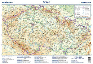 Česko - reliéf a povrch 1:1 120 000 nástěnná mapa