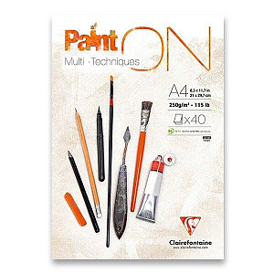 Clairefontaine Blok Paint On White A4, 40 listů, 250 g