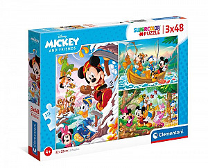 Clementoni Puzzle - Mickey a přátelé 3 x 48 dílků