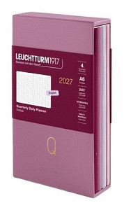 Čtvrtletní denní plánovač, tečkovaný, Pocket A6, 2027, 4ks, Shades of Rose, anglicky