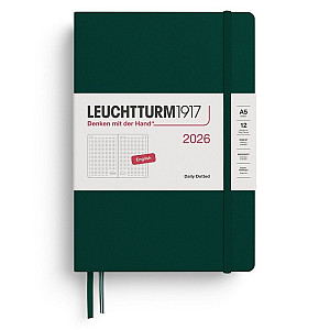 Daily Planner 2026 Medium (A5) Forest Green - tečkovaný