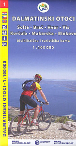 Dalmátské pobřeží sever (Šolta, Brač, Hvar, Vis, Korčula, Makarska, Biokovo) /cykloturistická mapa 1:100 000