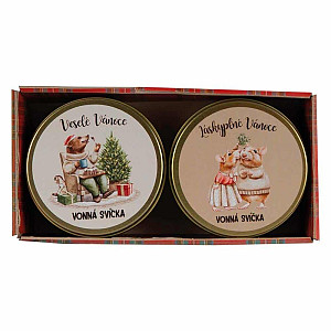 Dárkové balení 2 ks svíček v krabičce - Láskyplné Vánoce