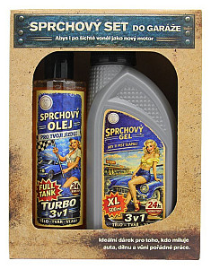 Dárkové baleni Retro industrial modré (sprchový olej, sprchový gel 3v1)