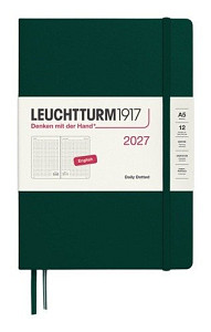 Denní plánovač Forest Green, tečkovaný Medium A5 2027, anglicky