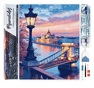Diamantové malování - Budapešť Za Soumraku 40x50cm bez rámu