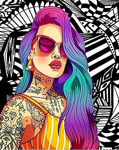 Diamantový obrázek - Žena s tetováním 30 x 40 cm