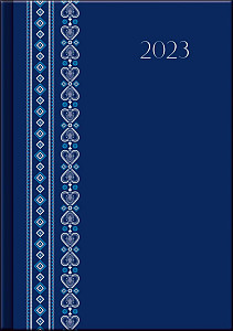 Diář 2023 Print Folk/modrý, denní A5