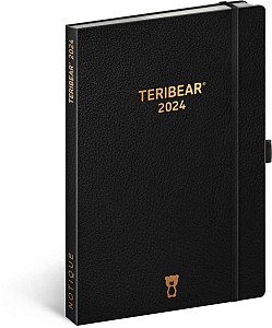 Diář 2024: Teribear - černý, týdenní, 15 × 21 cm
